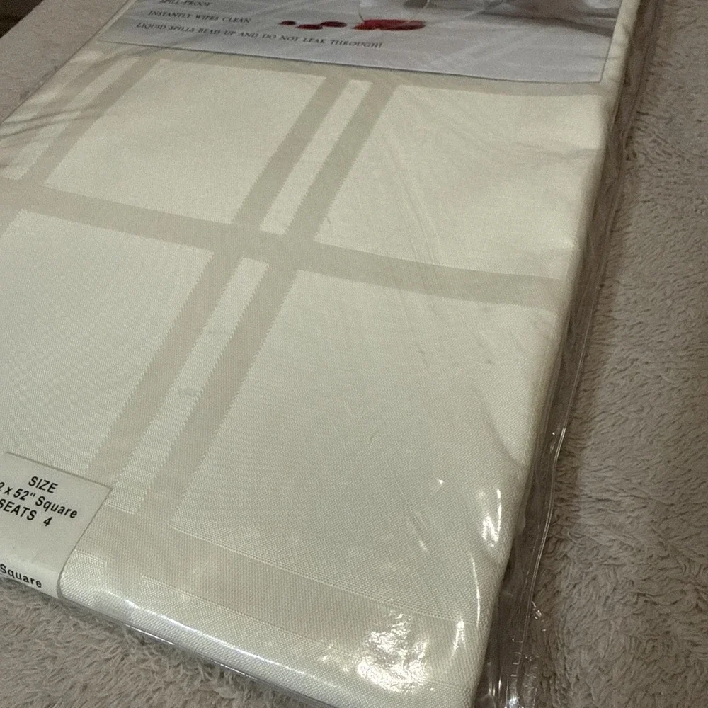 Vintage Origins Microfiber Tablecloth Beige Square 52x52 Square Spill Proof NEW